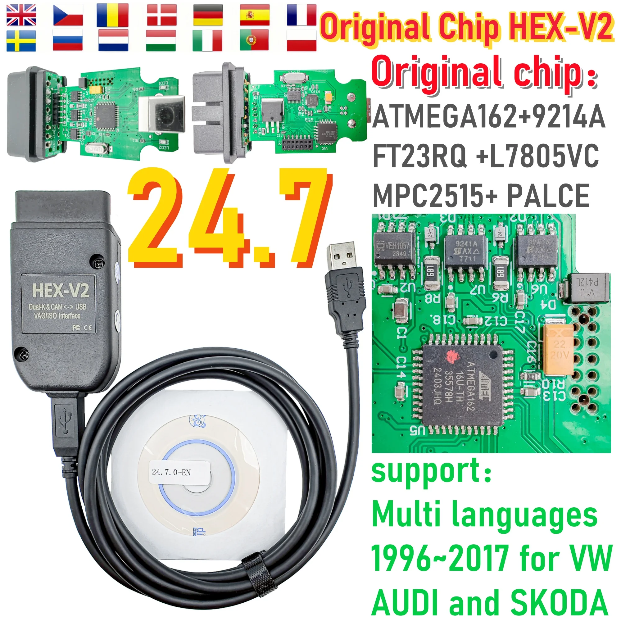 

Оригинальный Диагностический Чип HEX V2 24.7 2025 Года, Сканер VCDS VAGCOM Для Audi, Skoda