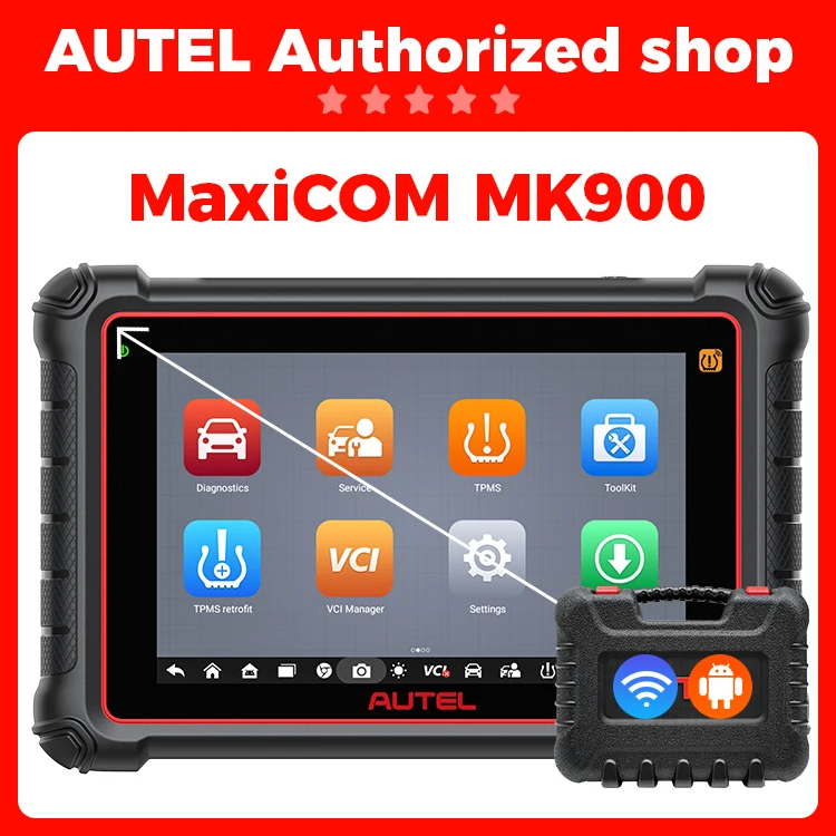 Фото Универсальный сканер Autel MaxiCOM MK900, улучшенная версия MK808S, 40+ сервисных функций, CAN-FD, DOIP, 3K+ активных тестов, инструменты для автомобильной диагностики. №3