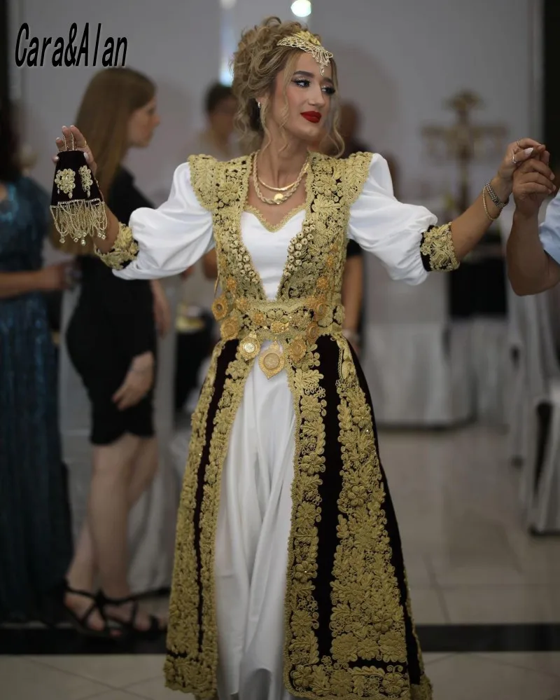

Albanian Traditional Three Pieces Evening Dresses For Women 2022 Lace Applique Outfit Prom Gowns Wedding Party Dress