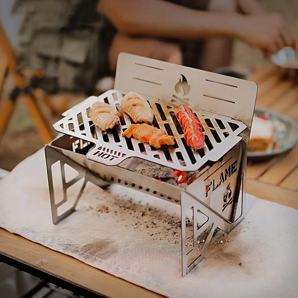 

Practical Mini High Strength Barbecue Net Card Type Camping Stove for Trip Wood Cooking Stove BBQ Grill Stove