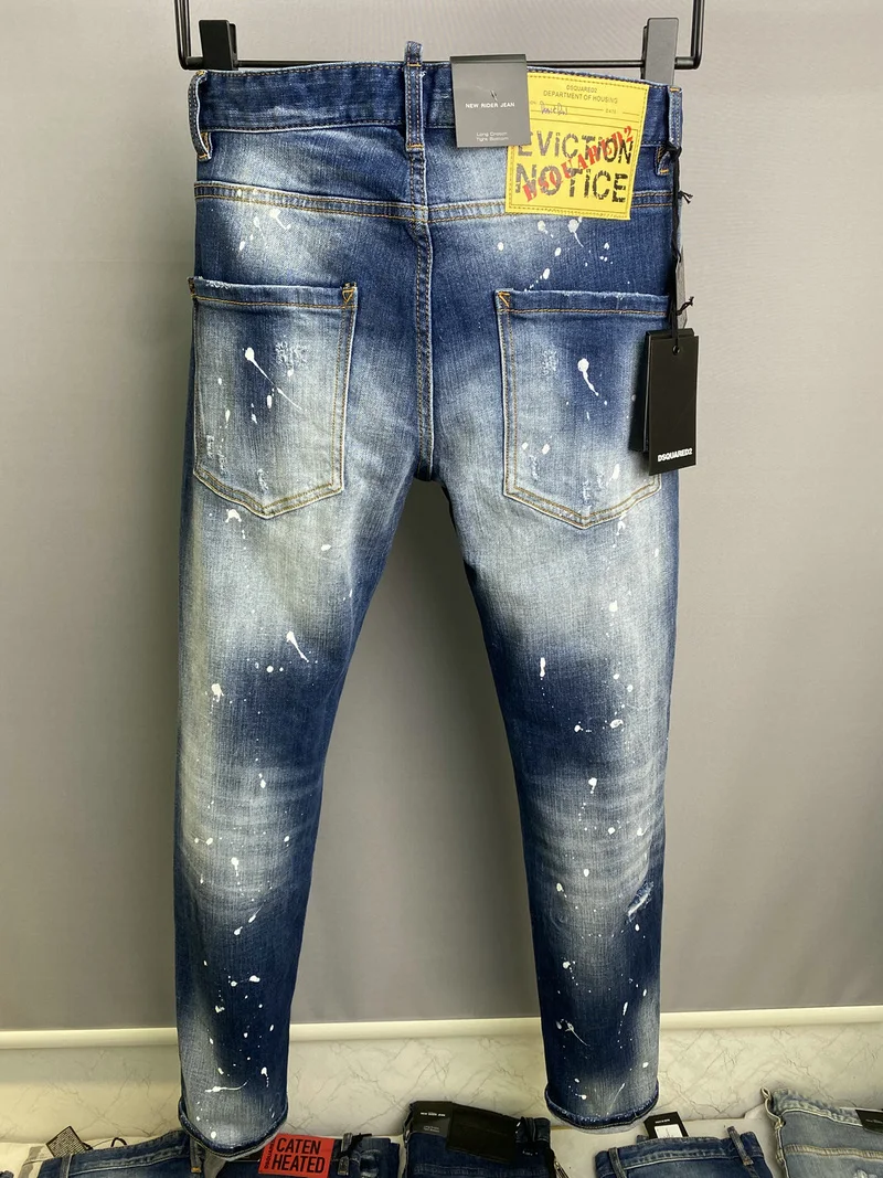 Dsquared2 Classic Men's Ripped Jeans Jogging Track Pants Frayed Holes Patch  Jeans 9825