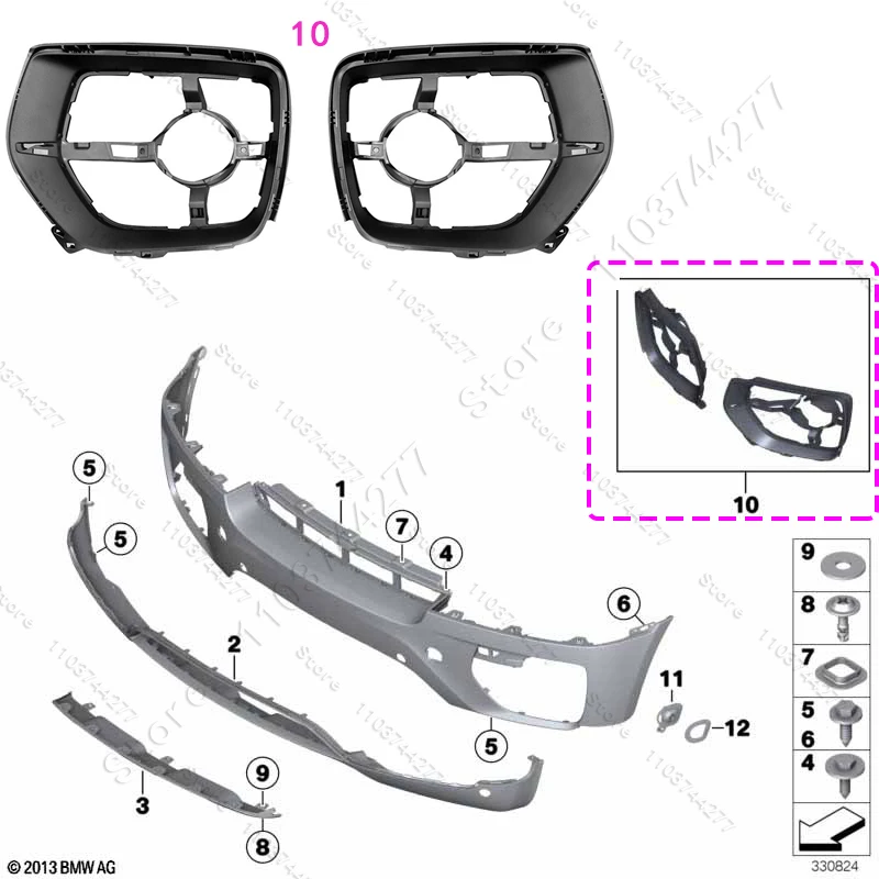 Фото Для BMW X6 (E71 E72) 2008-2014 гг. Вставки переднего бампера Противотуманная фара Крышка решетки 51117210935 51117210936 №4