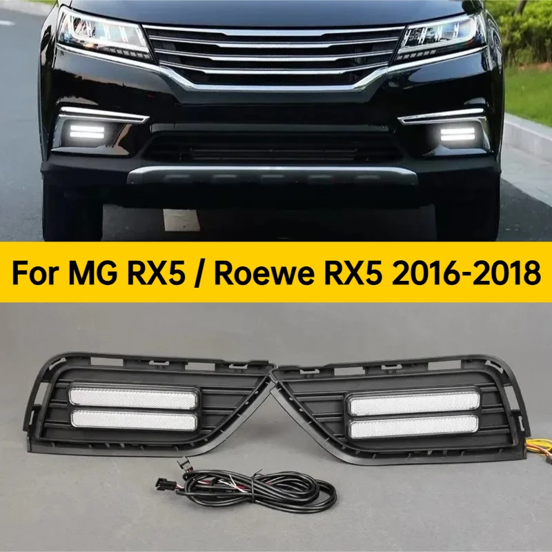 Фото Для MG RX5 / Roewe RX5 2016 2017 2018 годов выпуска: светодиодные дневные ходовые огни (DRL) с функцией динамического поворотника, 12В, аксессуары для дневных огней. №1