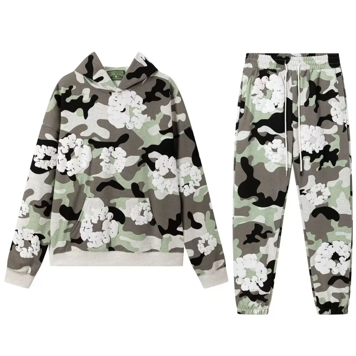 Фото DENIM TEARS, новый хит продаж, модный камуфляжный костюм с принтом из пенопласта, модный мужской спортивный костюм в Европе и Америке №1
