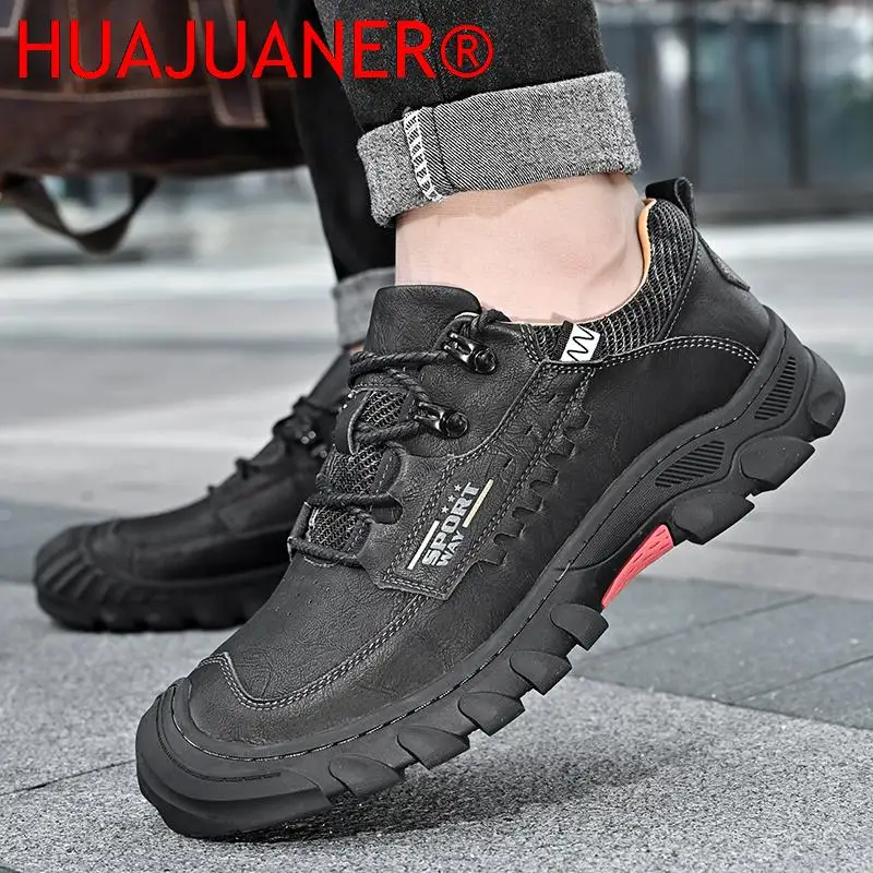 

Genuine Leather Shoes Men Lace up Outdoor Wear-resistant Work Shoes Casual Sneakers Men Footwear Autumn Shoes Men Zapatos Hombre