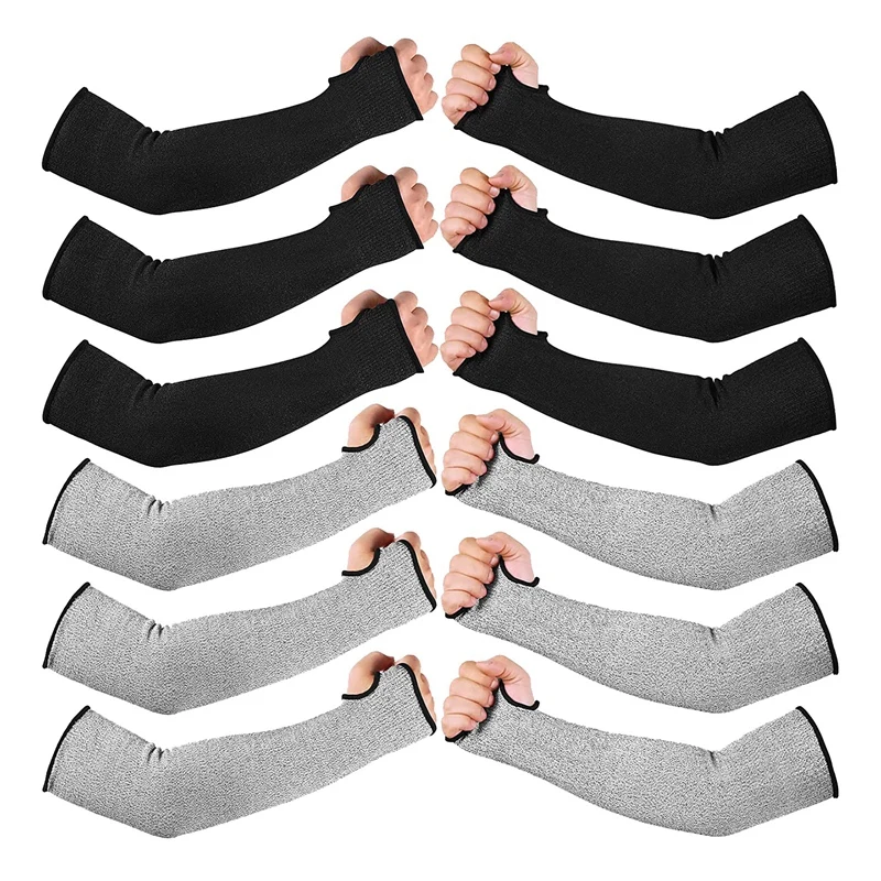 

6 Pairs Level 5 Cut Resistant Sleeves Resistant Sleeves With Thumb Hole 18 Inches Arm Protection Sleeve Farmer Defense Gardening