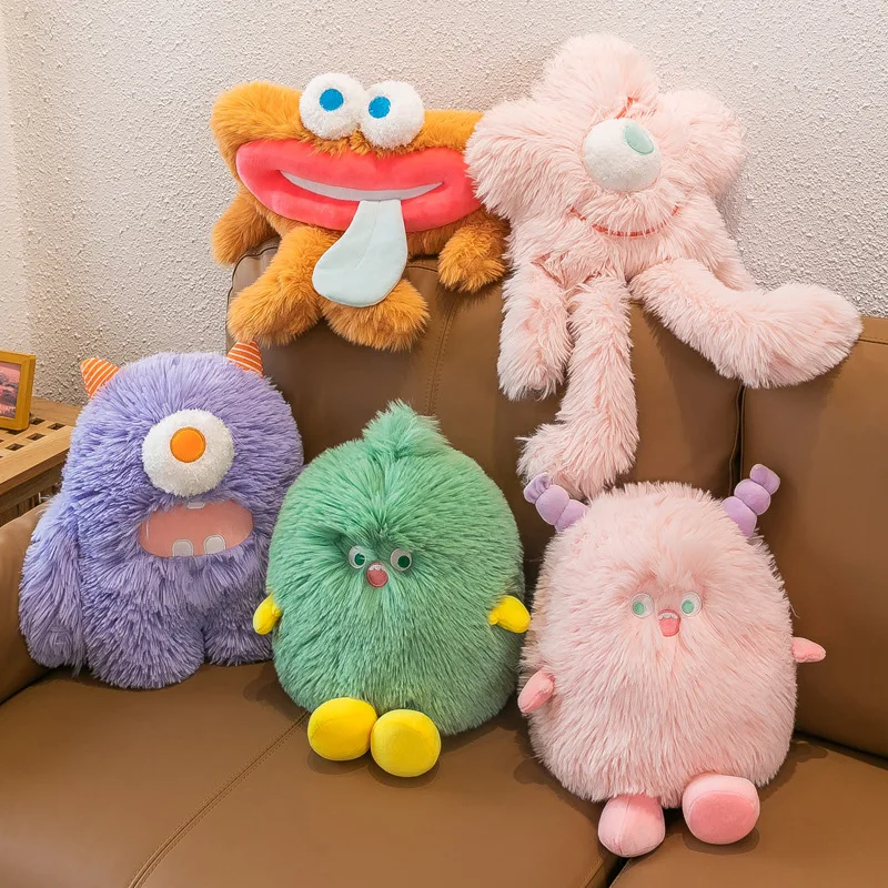 

Kawaii Big Eye Monster Cartoon Creative Little Monster Plush Toys Long Hair Doll Pillow Kids Birthday Gifts 40Cm 50Cm Home Decor