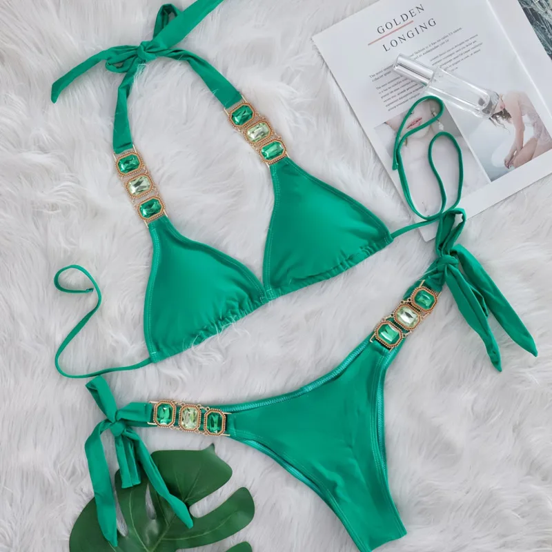 2025 Новый сексуальный купальник-бикини со стразами женские купальники женский