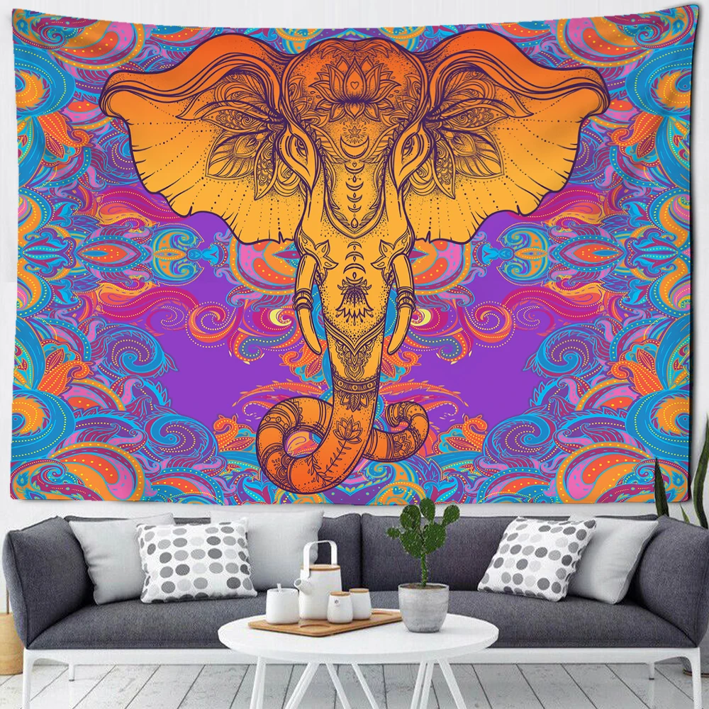 

Boho Mandala Tapestry Wall Hanging Witchcraft Wall Cloth Tapestries Elephant Art Psychedelic Hippie Tapestry Wall Carpet