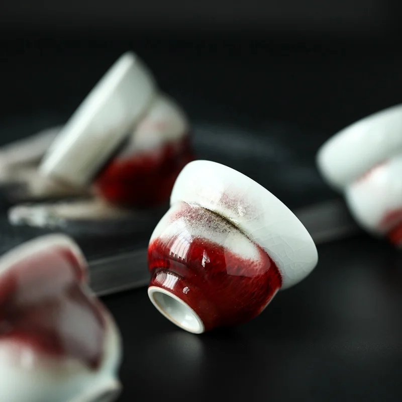 

Красная чашка Mr. Qing ручной работы Lang, чайная чашка, индивидуальная отдельная одинарная чашка, Высококачественная сырая руда Lang печь, красная керамическая чайная чашка