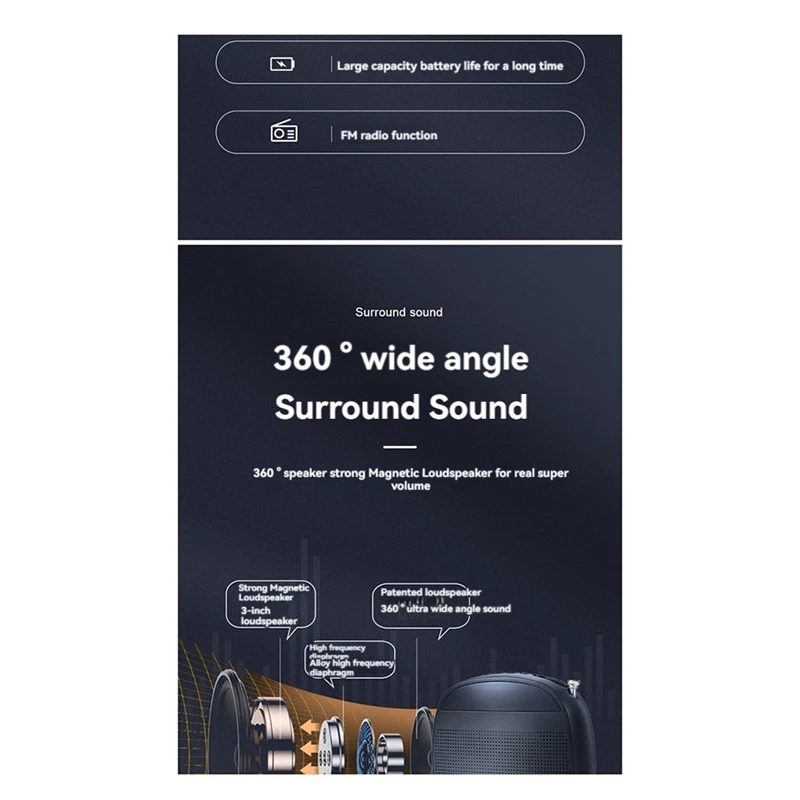 Portable Voice Amplifier Wired Amplifiers Speaker FM Radio Headworn Microphone Loudspeaker For Teachers