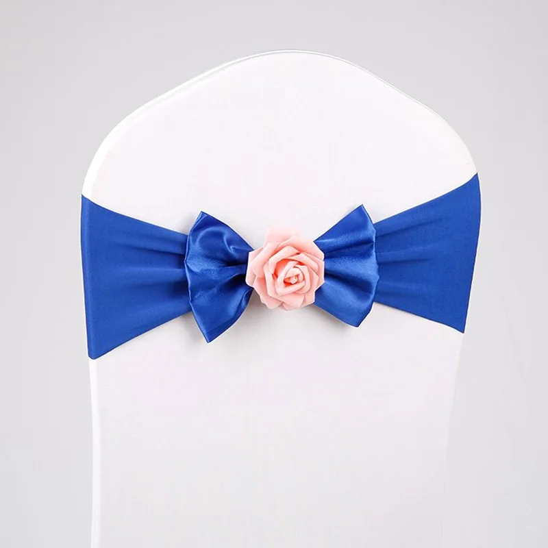 

Elastic Hotel Banqueting Chair Sash Cover Back Bowknot Flower Wedding Celebration Wedding Chair Back Decoration Streamer Strap