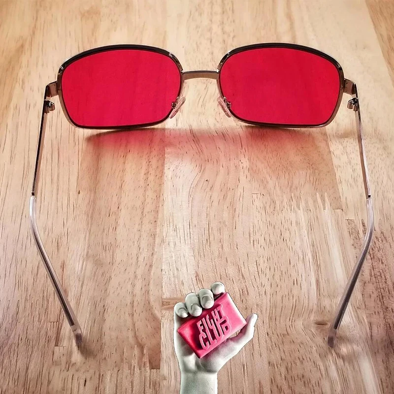 Фото Солнцезащитные очки Project Mayhem Fight Club Tyler Durden Oliver Peoples 533, мужские солнцезащитные очки с красными линзами: с коробкой №4