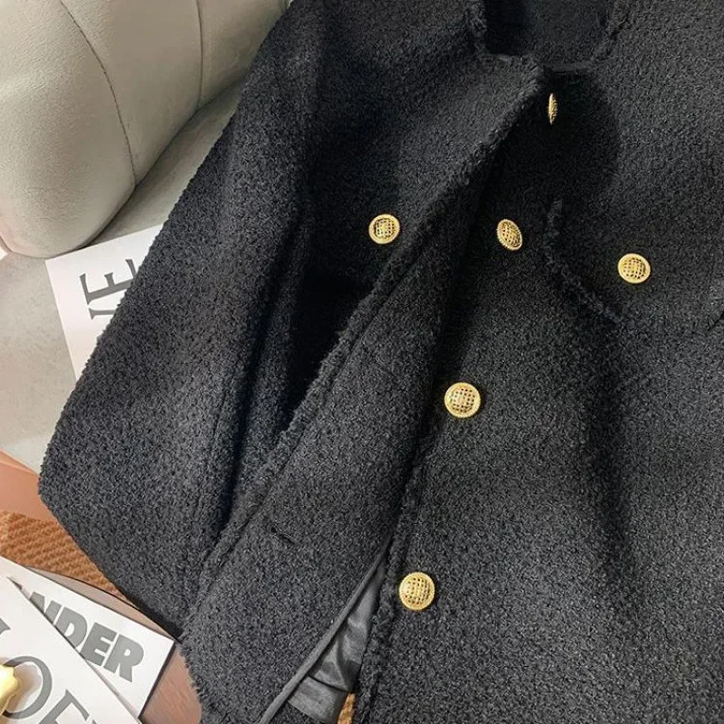 Плюс размер твидовый стиль грубый пиджак для женщин весенне-осенний сезон