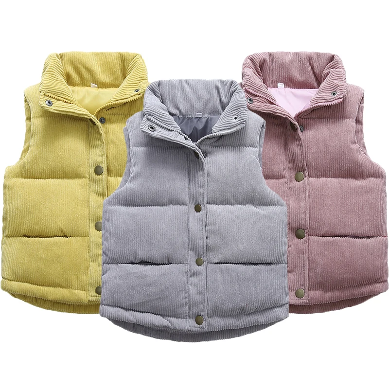 

Big Size Kids Vest 2021 New Style Autumn Corduroy Warm Thicken Waistcoat For Boys And GIrls Children Jacket Birthday Present