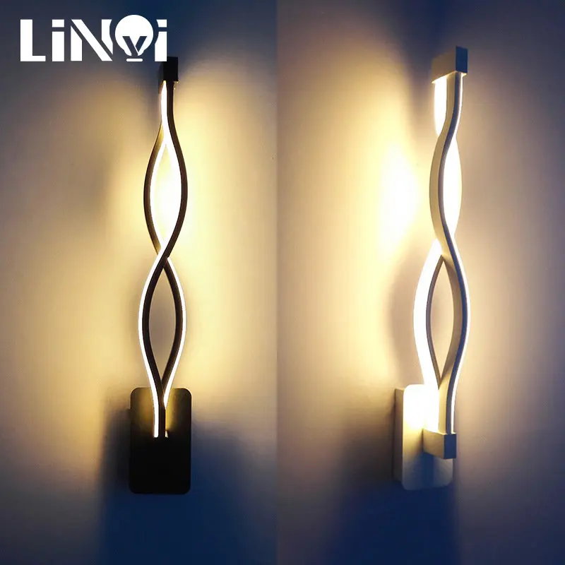 

Modern Minimalist Wall Lamps Living Room Bedroom Bedside AC90V-260V LED Indoor Black White Lamp Aisle Lighting Decoration