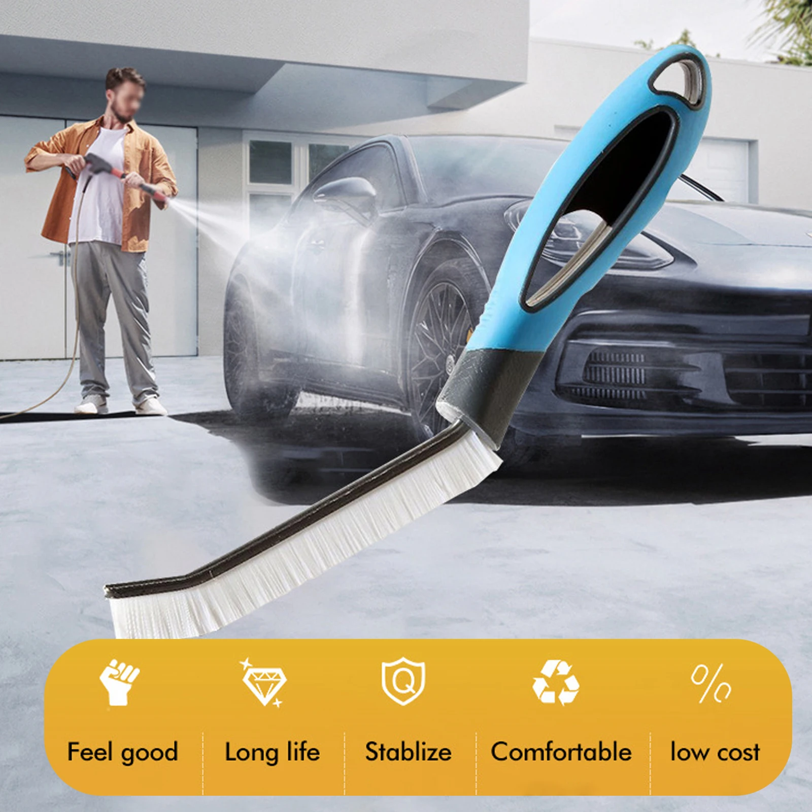 

1pc Car Detailing Brush 27cm Auto Cleaning Sickle Brush Dust Removal Car Wash Accessories Motorcycle Vehicle Tire Cleaning Tool