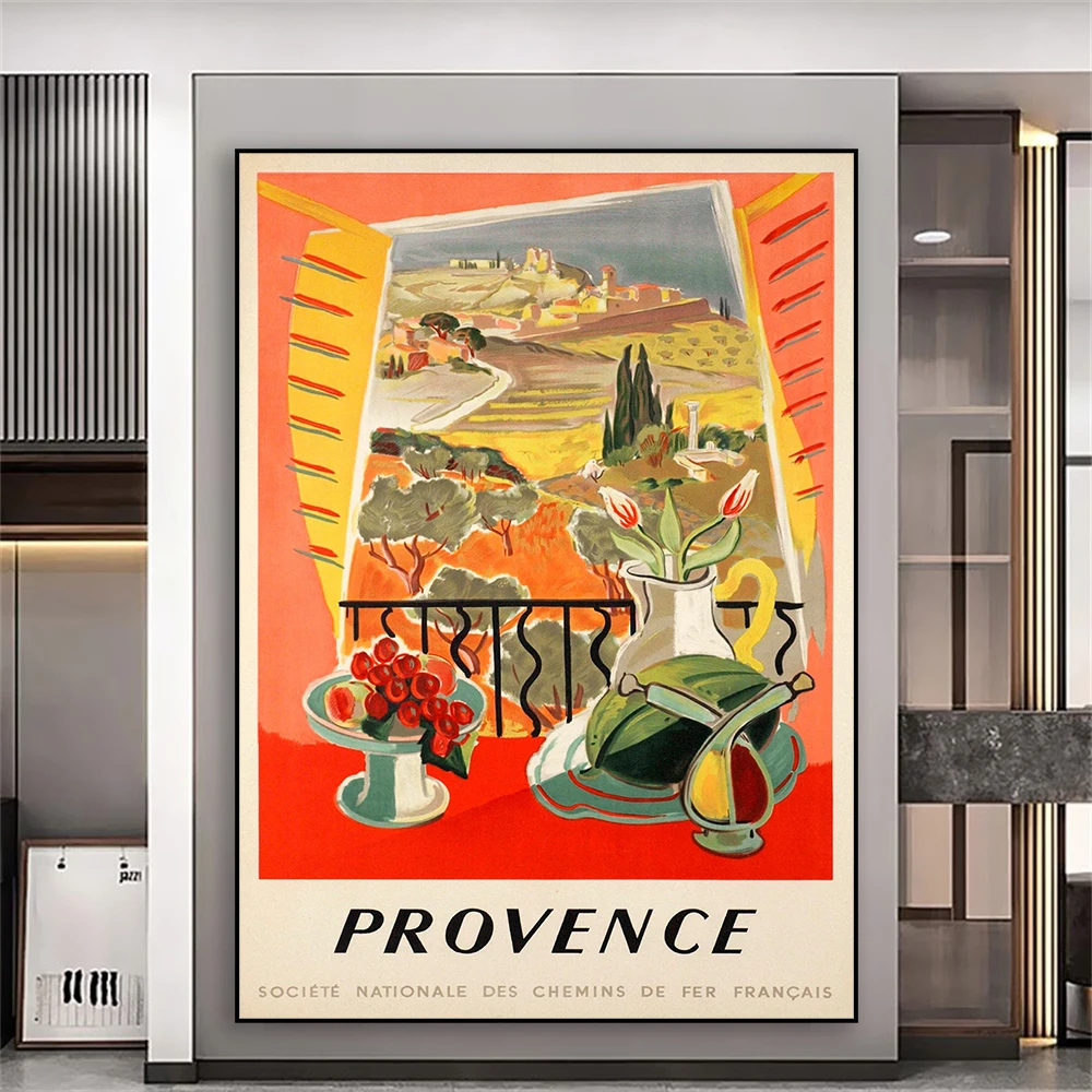 

Provence Travel Poster Vintage France Wall Art Travel City Prints Home Reading Room Decor Retro Office Canvas Painting Decor