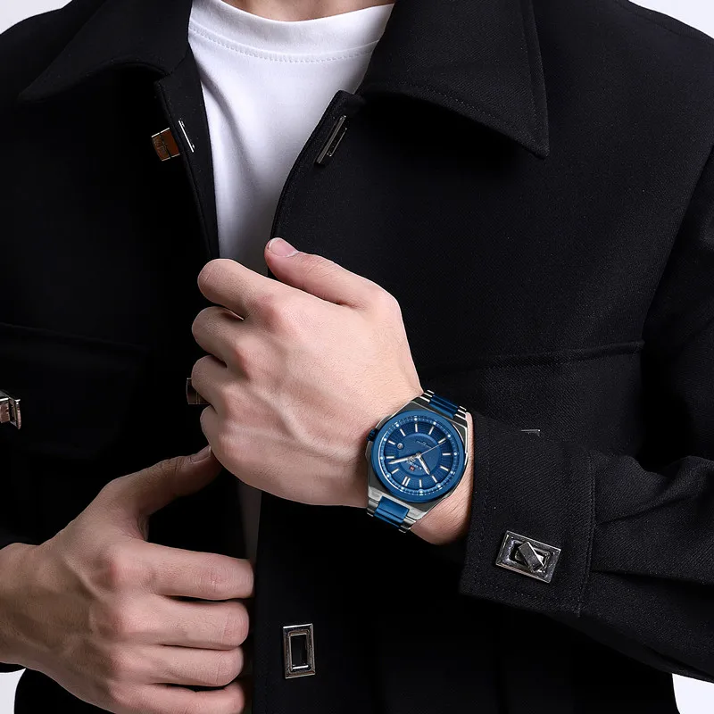 NAVIFORCE NF9212 Мужские спортивные кварцевые часы из нержавеющей стали