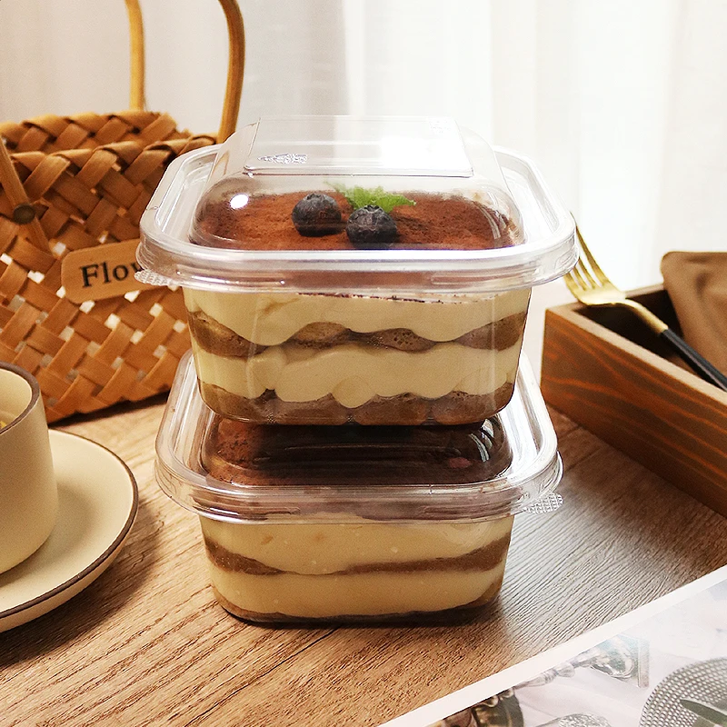 

Высококачественная упаковочная коробка tiramisu 25 шт., пластиковая одноразовая коробка для пирожных из ПЭТ, контейнер для фруктов, салатов, пищевых продуктов, десертные чашки с крышками