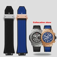 rubber watch strap for hublot big bang 441 classic fusion belt men watchband 2717mm convex mouth watch band for men send tool