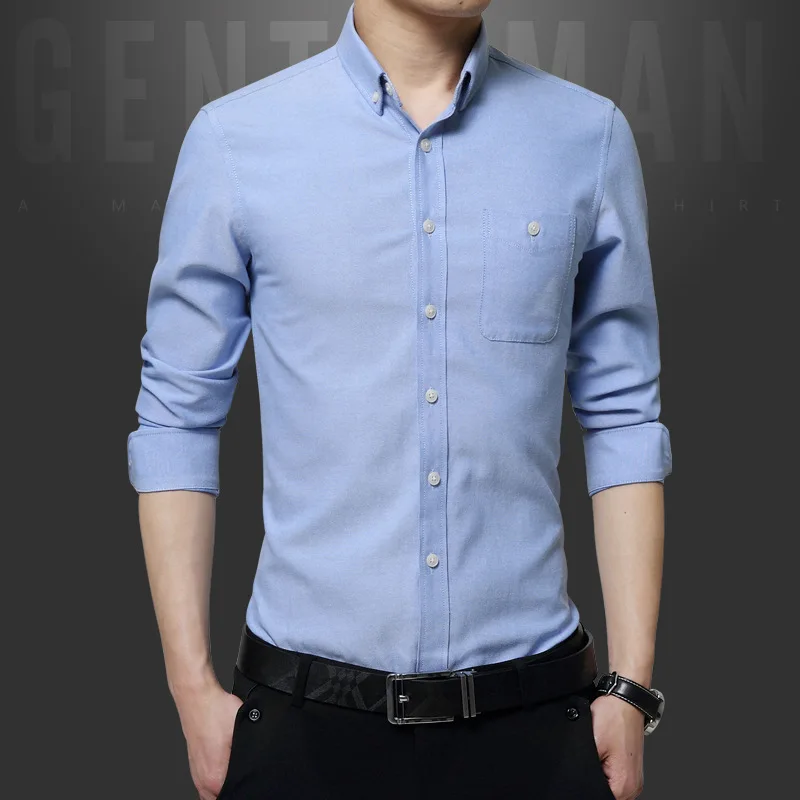 Mattswag Mens High Quality Oxford Cloth Wedding Shirts Solid Color Breathable Business Formal Top Casual Slim Fit Fashion Camisa