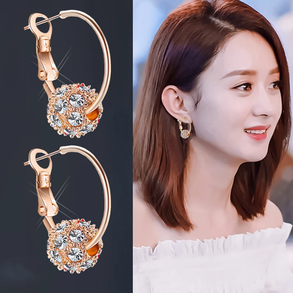 

Korean Style Circle Hoop Earrings Elegant Design Fashion Earring Women Crystal Zircon Piercing Jewelry
