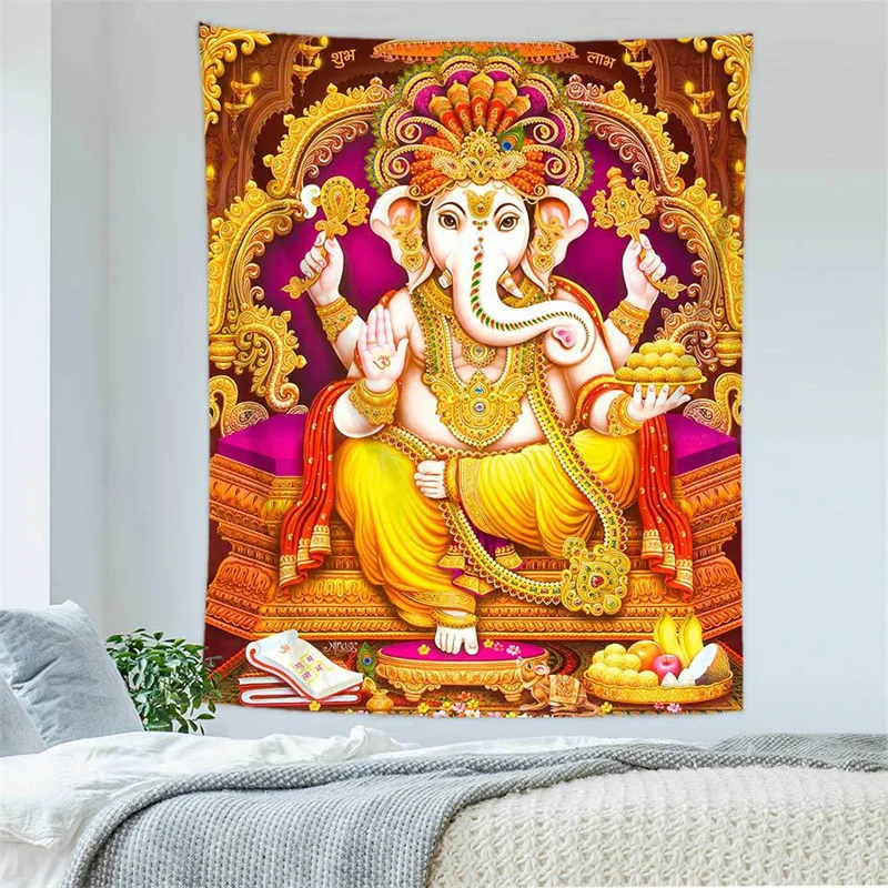 

FBH Indian God Thailand Religion Shiva Ganesha Parvati Buddhism Tapestry Meditation Mats Carpet Mandala Hippe Wall Hanging Cloth