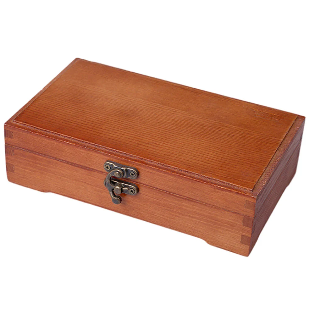 

Wooden Case Drawer Storage Container Convenient Box Pine Oblong Pupils Stationery Holder
