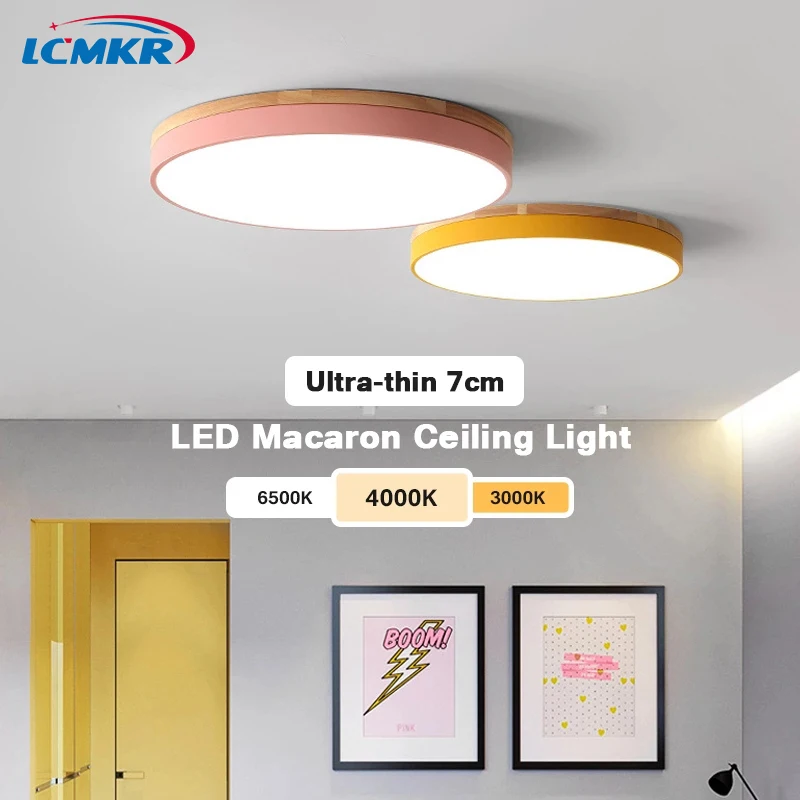 

Современные Ультратонкие светодиодные потолочные светильники, комнатное освещение для коридора с поверхностным креплением, деревянная ра...