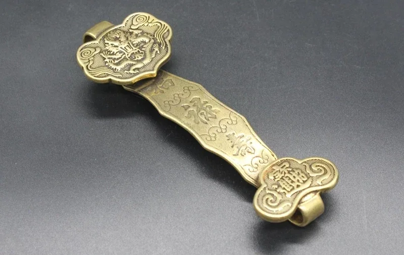 (мини) Нежная интересная китайская декоративная латунная статуя дракона в старом