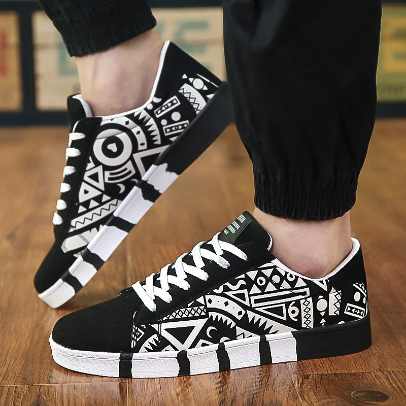 New Men Sneakers Casual Shoes Mens Fashion Printing Flat Tenis Masculino Vulcanized Shoes Zapatos De Hombre