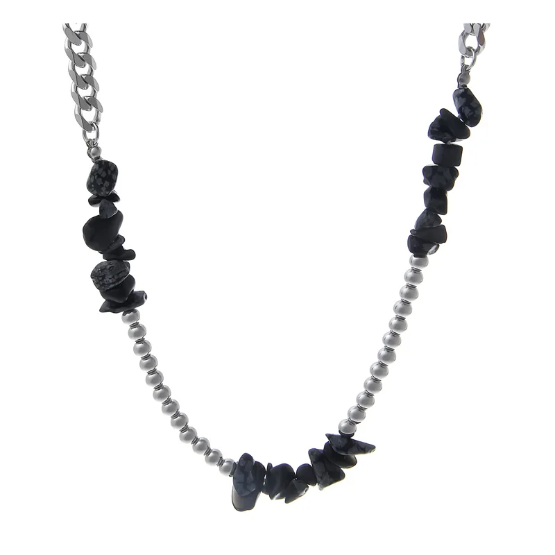 

Ожерелье с черными камнями для мужчин и женщин, корейский стиль, ассиметричная темная цепь в стиле хип-хоп, модные ювелирные украшения