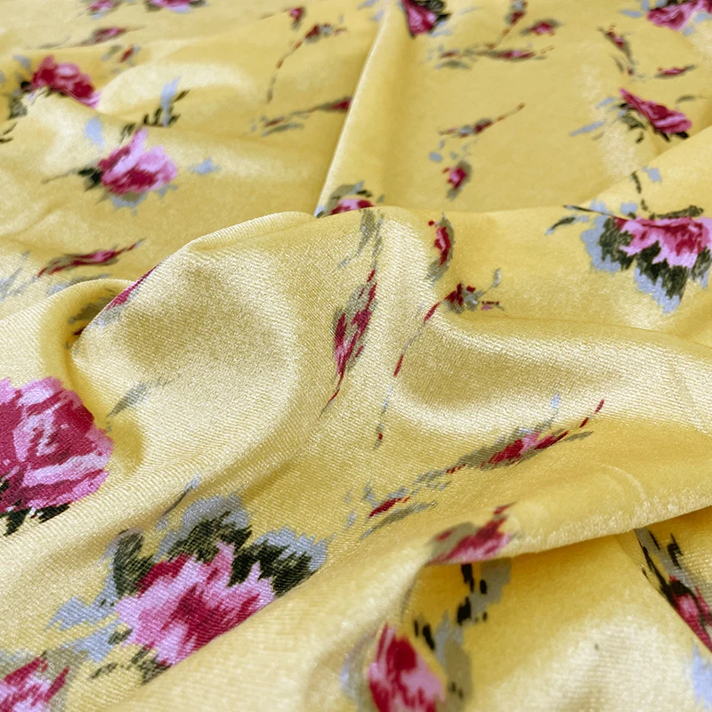 Брендовая модная дизайнерская велюровая ткань с желтым цветочным принтом