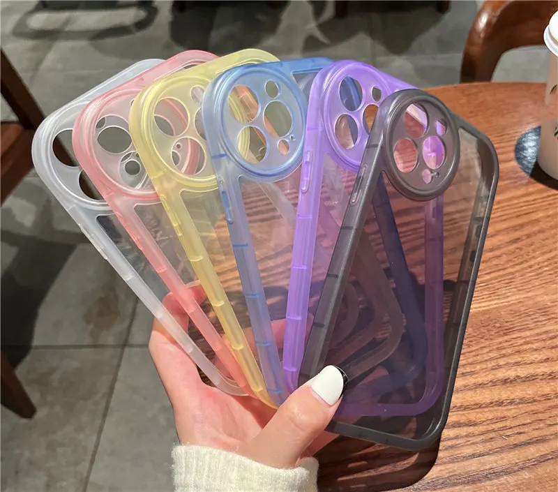 Прозрачный защитный чехол для телефона с камерой для iPhone 13, 12, 11 Pro Max, XS, XR, X, противоударный Прозрачный Бампер карамельного цвета, мягкая задняя крышка из ТПУ