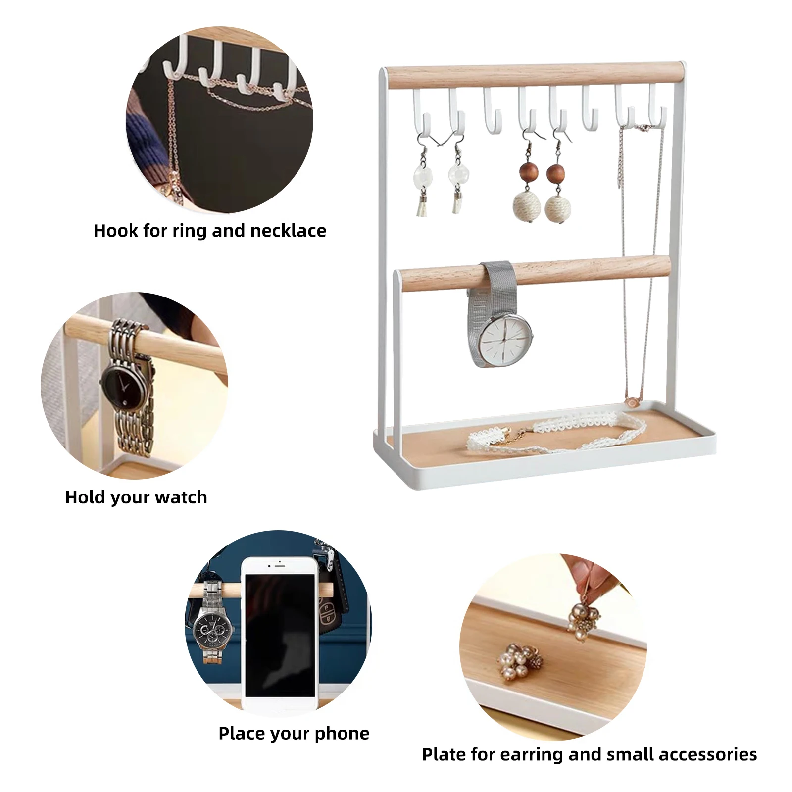 

Настольная подвесная полка для ювелирных изделий, полка для прихожей, многофункциональная подвесная полка для хранения, полка для серег, де...