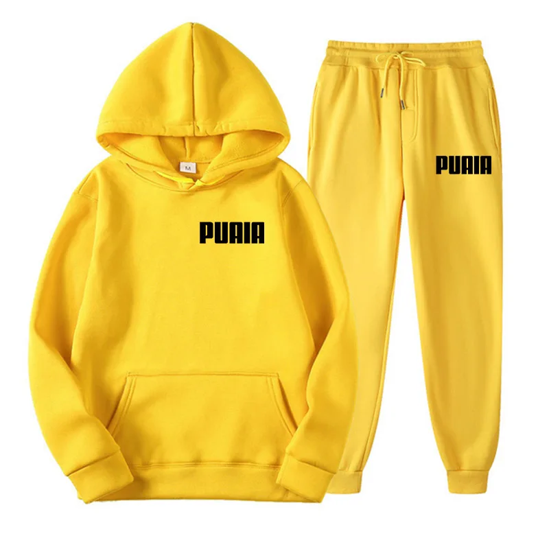 Moda PUAIA erkek kazak Hoody erkekler için erkek takım elbise bahar kadın adam setleri kadın eşofman spor Hoodies + Sweatpants