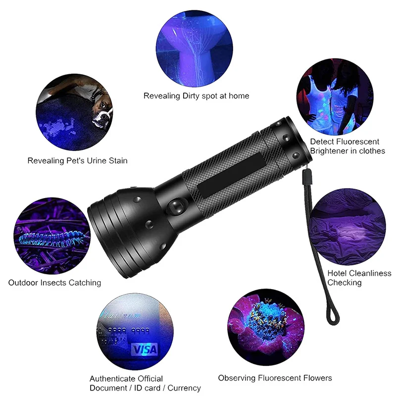 Blacklight 51 Dog Detector Urine For Blac Flashlight Handheld Light Ultraviolet 395nm Flashlight Black