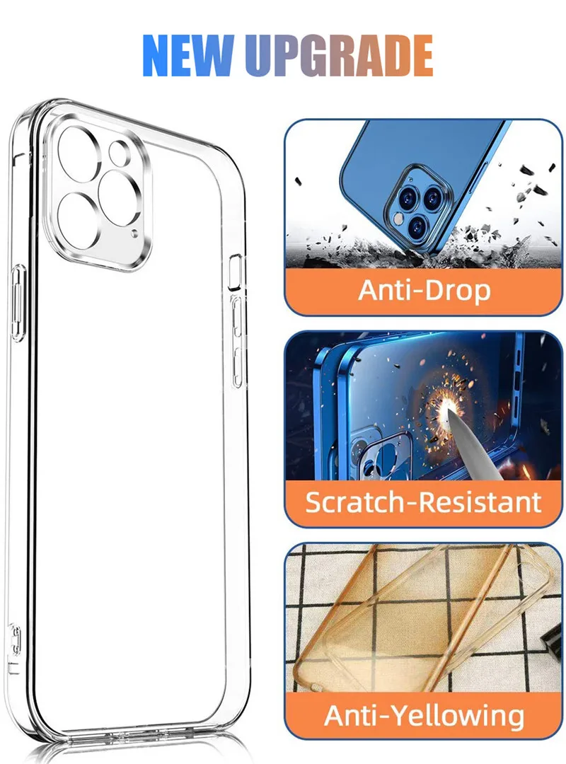 Ультратонкий Прозрачный чехол для iPhone 14 12 11 13 Pro Max силиконовый мягкий из ТПУ X XS XR 8