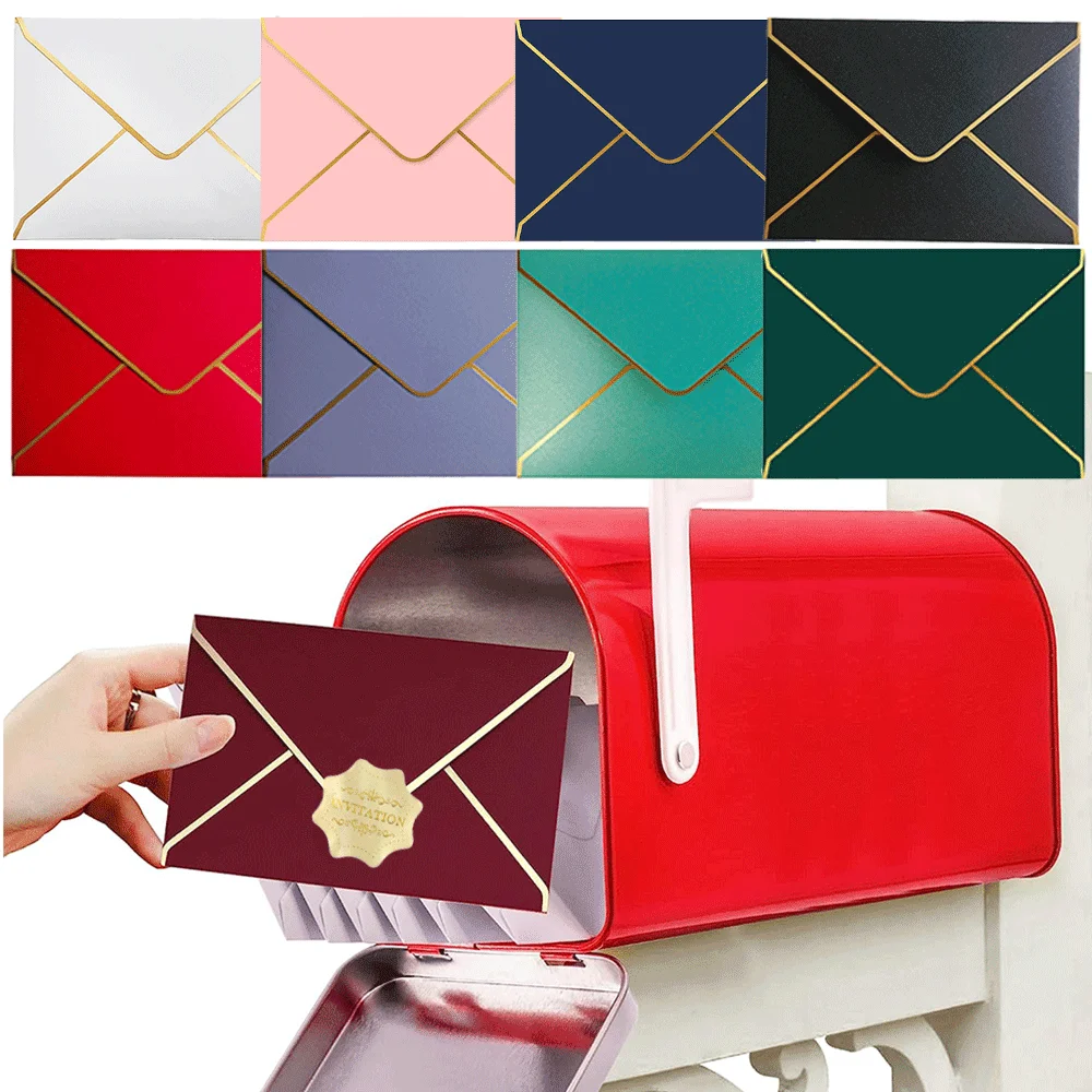 10/30/50 шт. конверты формата А7 5 4 &quot×7 7&quot с золотой каймой для свадебных