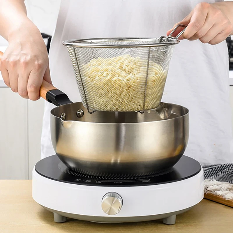 Круглая Корзина Для Жарки Из Нержавеющей Стали Кухонное Сито С Ручкой