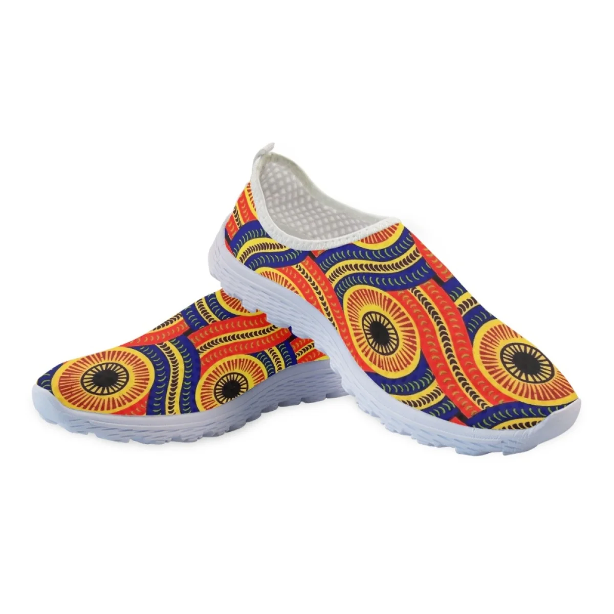 Nopersonality Vintage African Print Sneakers Traditional Style Ladies Mesh Running Shoes Casual Flat Popular Anti-slip Wear