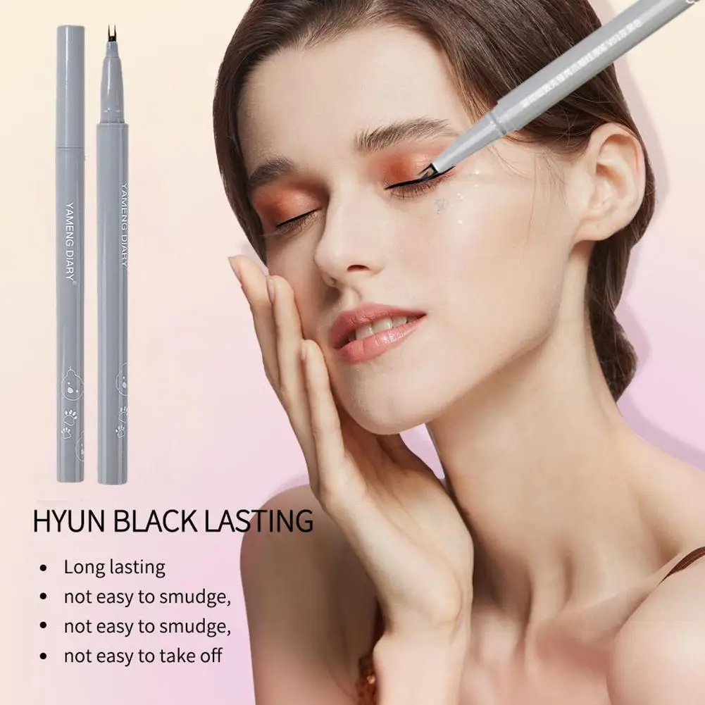 

2 Fork Tip Eyeliner Not Easily Stained Waterproof Ultra-thin Cosmetics Quick Women Eyelash Pencil Dry Matte Lasting Smooth X1Q6