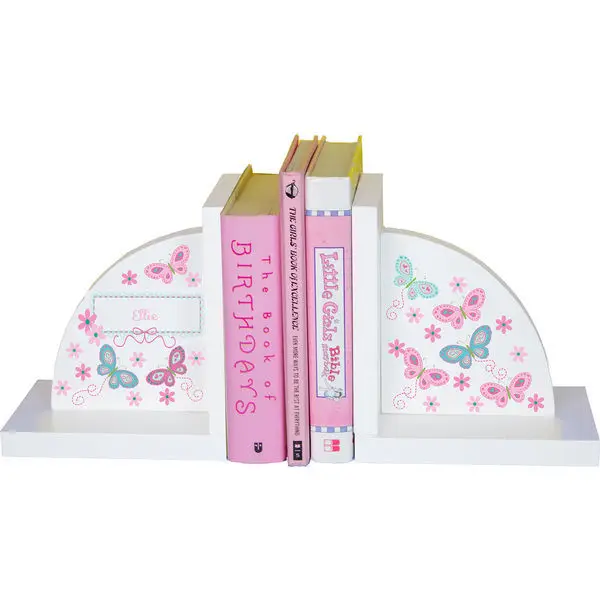 

Personalized Butterflies aqua pink Childrens Bookends