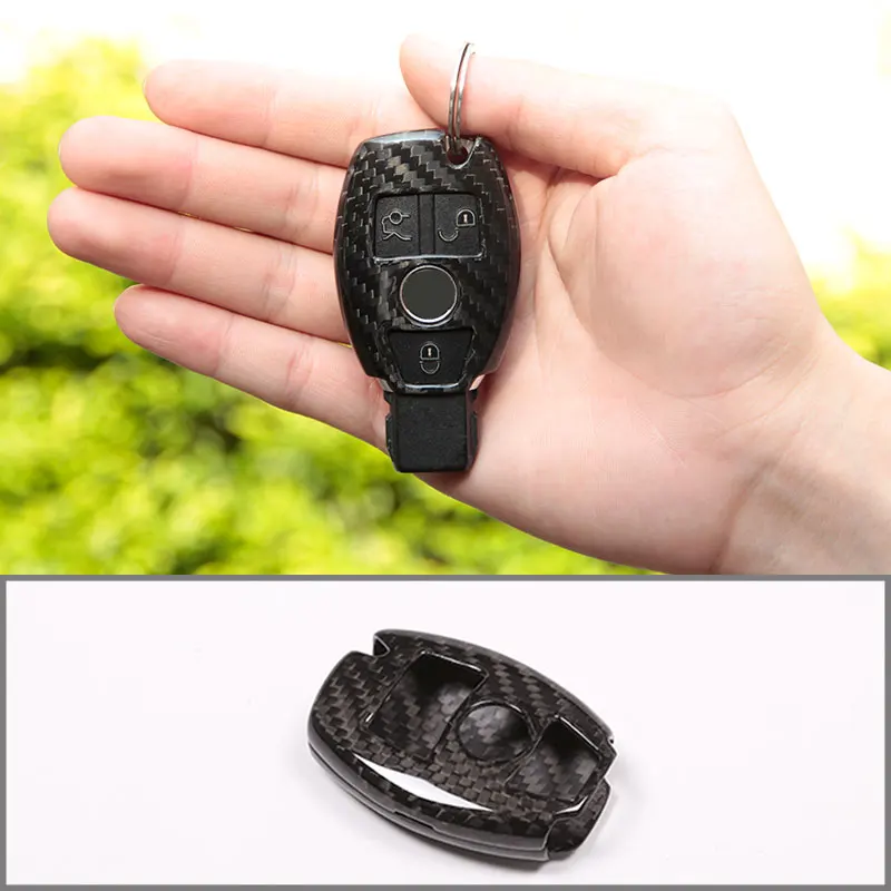 

Классический чехол для ключей Mercedes -Benz, защитный чехол из натурального углеродного волокна, гладкий на ощупь