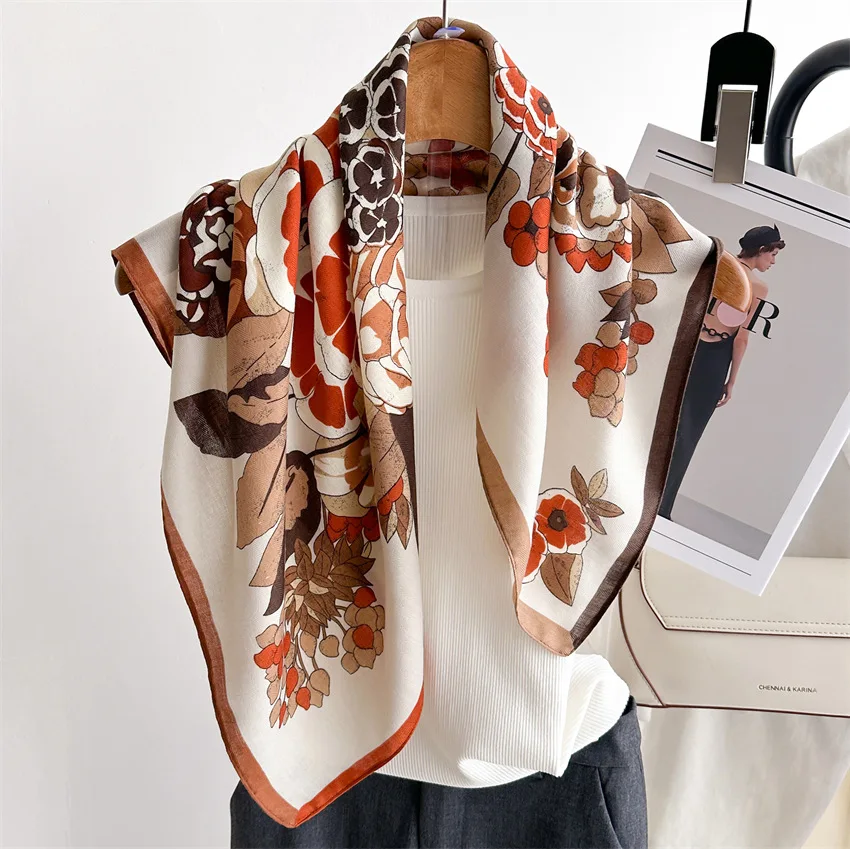 Роскошный дизайн 2024 модный шарф 65*65 см головные уборы женские цветочные шарфы для