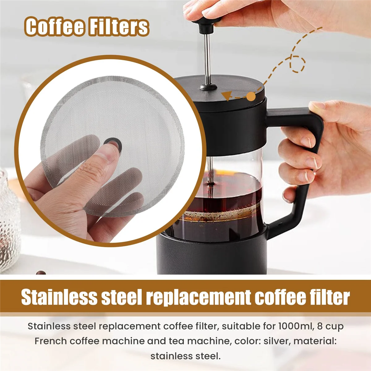 4 шт. дюйма сменной сетчатый фильтр для кофе из нержавеющей стали 1000 мл кофеварки