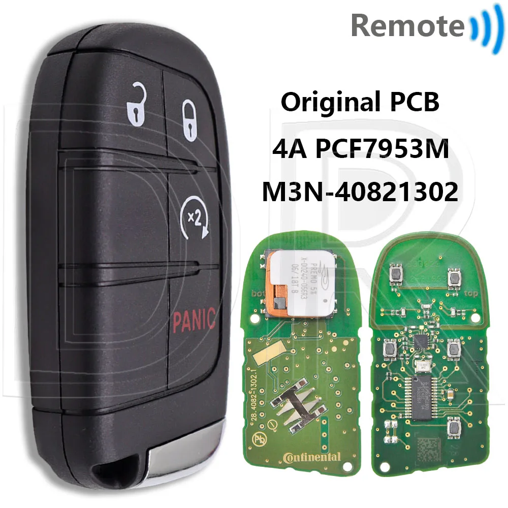 

Отличный оригинальный чип PCB 4A M3N- 40821302 433 МГц бесконтактный автомобильный ключ дистанционного управления для Fiat 500 500X 500L Jeep Compass Renegade