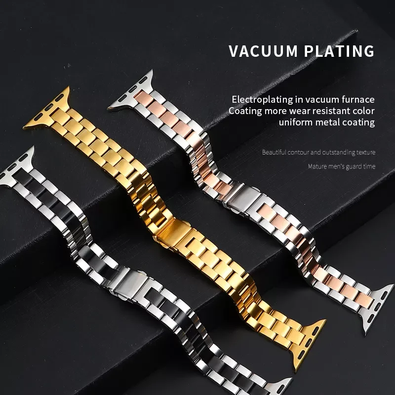 Metal Strap Compatible Apple Watch Band 38mm 40mm 41mm 44mm 42mm 45mm Stainless Steel Bracelet for iWatch 7 6 SE 5 4 3 2 Series