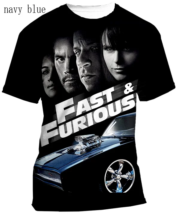 Новая модная футболка с 3D-принтом фильма «The Fast and the furouss», рубашка с коротким рукавом и круглым вырезом, топы